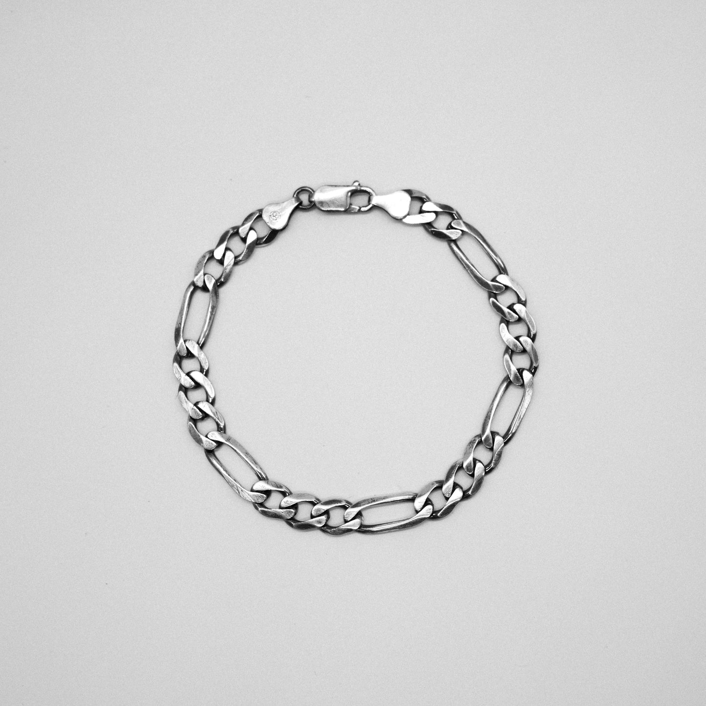 sterling silver mens bracelet figaro trinity chain